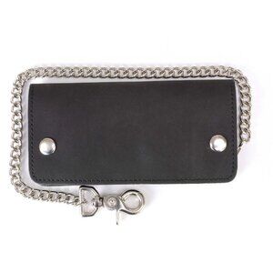 Hot Leathers WLC3103 7 Inch Black Naked Leather Bi-Fold Wallet